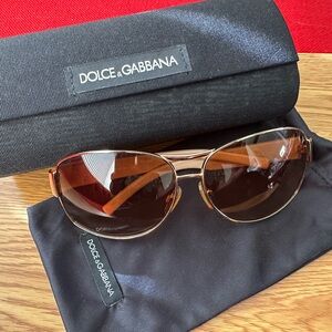 Dolce & Gabbana Gold Frame Brown Gradient Aviator Sunglasses